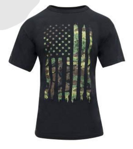 US Flag Athletic Fit T-Shirt Woodland Camo