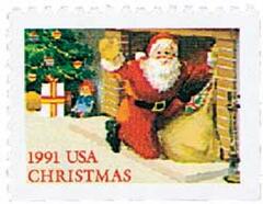 Contemporary Christmas: Santa in Fireplace