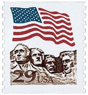 Flag over Mount Rushmore, gravure version