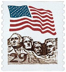 Flag over Mount Rushmore, gravure version