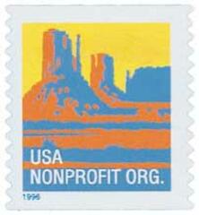 Butte, non-denominational, self-adhesive coil stamp