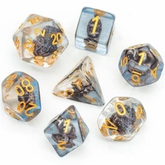 Boat Set of 7 Filled Polyhedral Dice with Gold Numbers