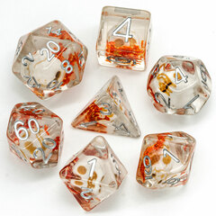 Flowers - Skull Set of 7 Filled Polyhedral Dice with White Numbers