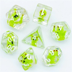 Frog - Green Set of 7 Filled Polyhedral Dice with White Numbers