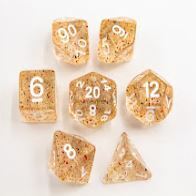 Confetti Set of 7 Special Set Polyhedral Dice with White Numbers