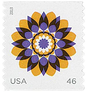 2013 46c Kaleidoscope Flowers: Yellow and Purple