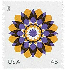 2013 46c Kaleidoscope Flowers: Yellow and Purple