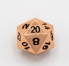 Single Metal D20 - Shiny Copper with Black numbers