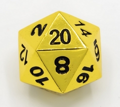 Single Metal D20 - Shiny Gold with Black numbers