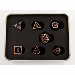 Black Shadow Set of 7 Metal Polyhedral Dice with Copper Numbers