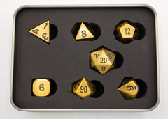 Burnished Set of 7 Metal Polyhedral Dice with Bronze Numbers