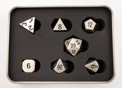 Burnished Set of 7 Metal Polyhedral Dice with Silver Numbers