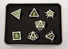 Confetti Set of 7 Metal Polyhedral Dice with White Numbers