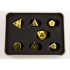 Shiny Gold Set of 7 Metal Polyhedral Dice with Black Numbers