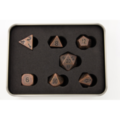 Tarnished Set of 7 Metal Polyhedral Dice with Copper Numbers