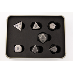 Tarnished Set of 7 Metal Polyhedral Dice with Silver Numbers