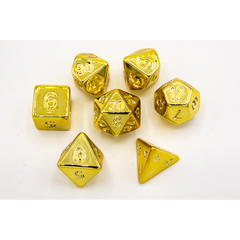 Gold Set of 7 Almost Metal Polyhedral Dice with Gold Numbers