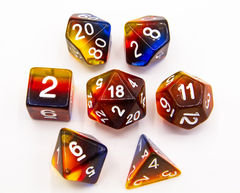 Burn Set of 7 Aurora Polyhedral Dice with White Numbers