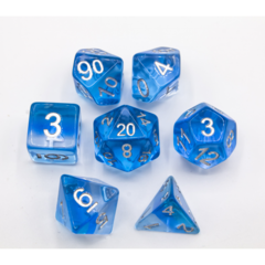 Ice Set of 7 Aurora Polyhedral Dice with Silver Numbers