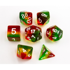 Stop Light Set of 7 Aurora Polyhedral Dice with White Numbers