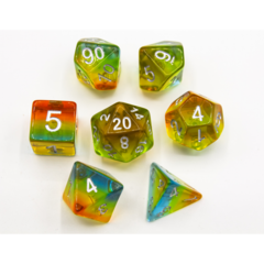 Southern Lights Set of 7 Aurora Polyhedral Dice with Silver Numbers