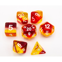 Sunset Set of 7 Aurora Polyhedral Dice with White Numbers