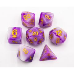 Purple Set of 7 Jade Polyhedral Dice with Gold Numbers