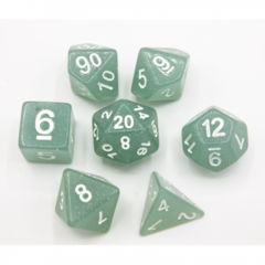 Gray Set of 7 Jelly Polyhedral Dice with White Numbers