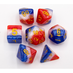 Merica Set of 7 Multi-layer Polyhedral Dice with Gold Numbers