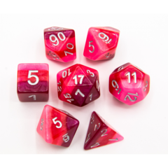 Red Set of 7 Multi-layer Polyhedral Dice with White Numbers