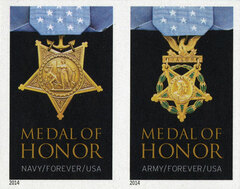 2014 First-Class Forever Stamp - Imperforate Medal of Honor: World War II