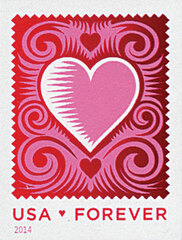 First-Class Forever Stamp - Imperforate Love Series: Cut Paper Heart