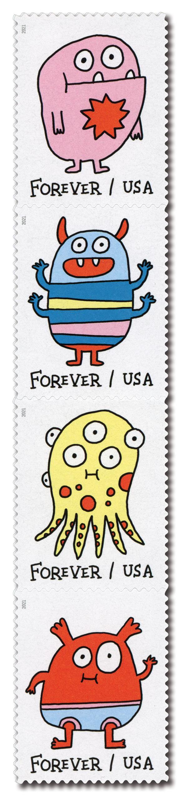 2021 First-Class Forever Stamps - Message Monsters