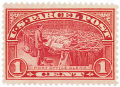1c Parcel Post Stamp - Post Office Clerk