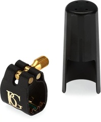 BG L12SR Super Revelation Soprano Saxophone Ligature - Black Fabric with Gold Metal Plate