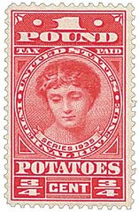 Potato Tax Stamp - carmine rose, engraved, unwatermarked, perf 11