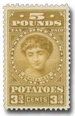 1935 3 3/4c Potato Tax Stamp - olive-bister, engraved, unwatermarked, perf 11