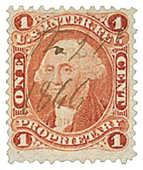 1c red, proprietary, old paper