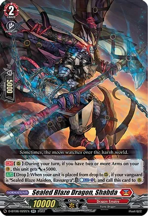 Sealed Blaze Dragon, Shabda - D-BT06/022EN - RR