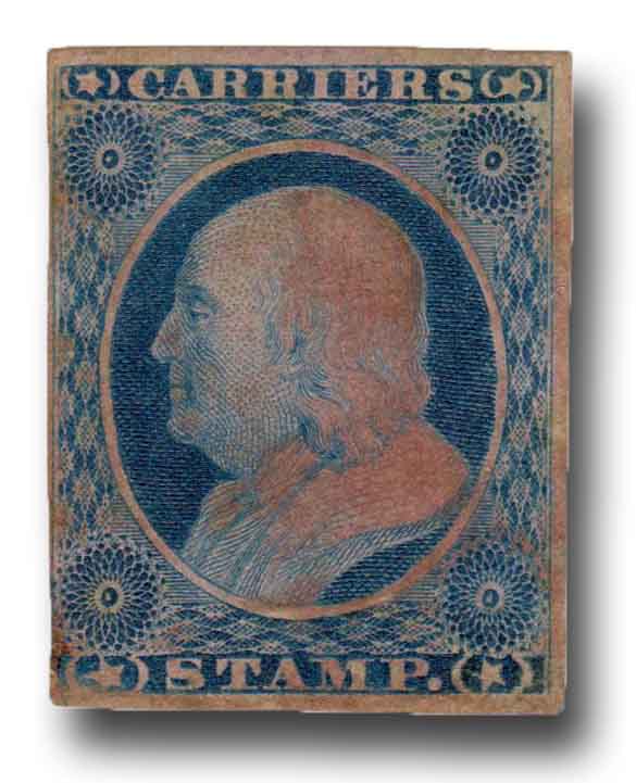 Carrier Stamp - Benjamin Franklin, dull blue, imperforate
