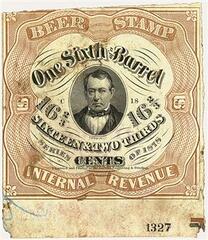 (REA38c) 16 2/3c light brown, pale green paper with plate number, used with small flaws