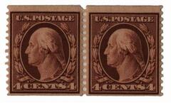 1909 4c orange brown, w/2mm spacing