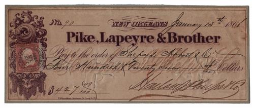 1861 3c rose on check