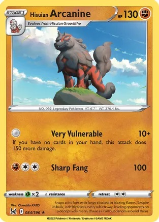 Hisuian Arcanine - 084/196 - Non-Holo Theme Deck Exclusive