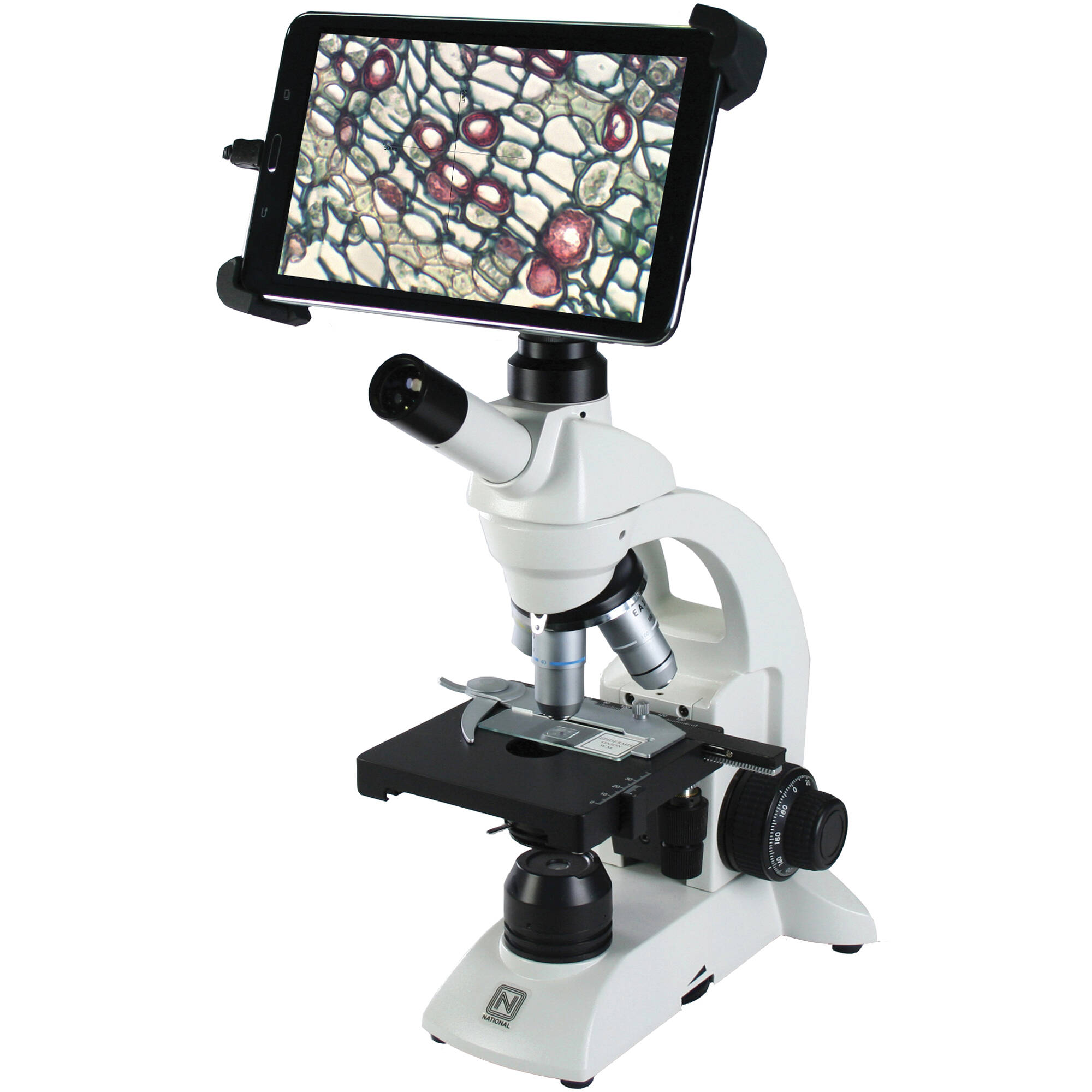 National DC-128 Biological Monocular Microscope with 3.0MP Camera (Gray)
