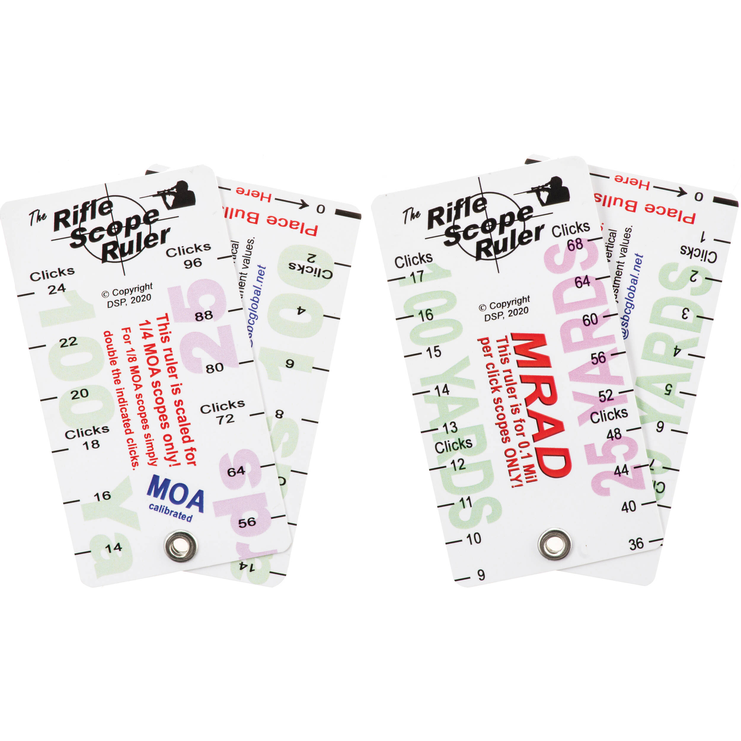 Rifle Scope Ruler 2-Pack (MOA & MRAD)