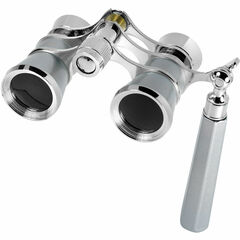 LaScala Optics 3x25 Carmen Opera Glasses with Red LED Flashlight (White / Gold)