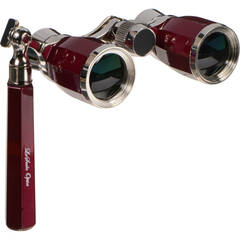 LaScala Optics 3x25 Iolanta Lorgnette Opera Glasses (Burgundy & Gold)