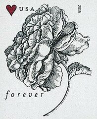 First-Class Forever Stamp - Imperforate Wedding Series: Engraved Vintage Rose