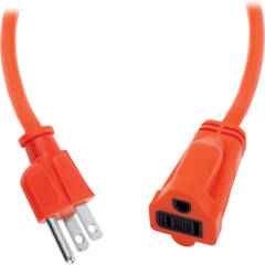 Watson AC Power Extension Cord (16 AWG, Orange, 15')